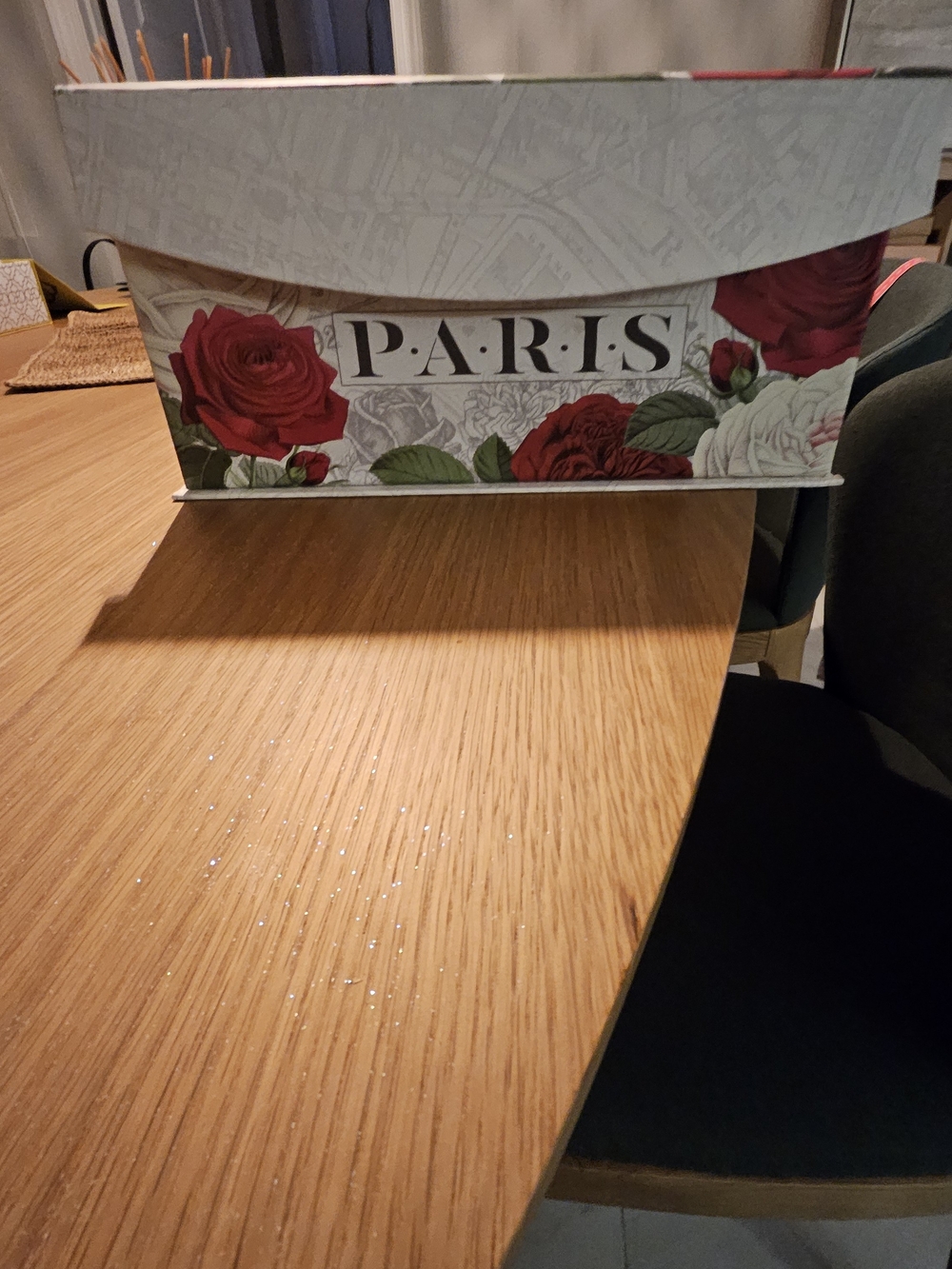 Paris Floral Decorative Storage Box - Red Rose Print